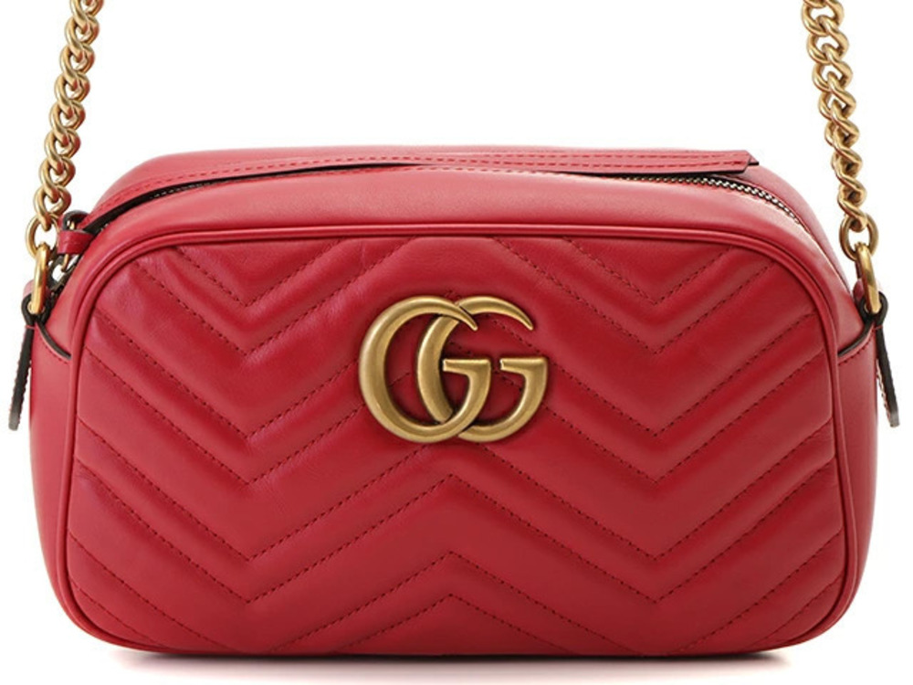 Gucci GG Marmont Quilted Shoulder Bag Red Leather